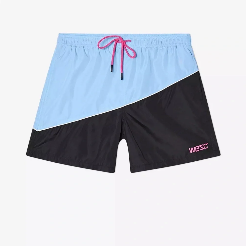 Wesc Men's Athletic Shorts in Black and Light Blue